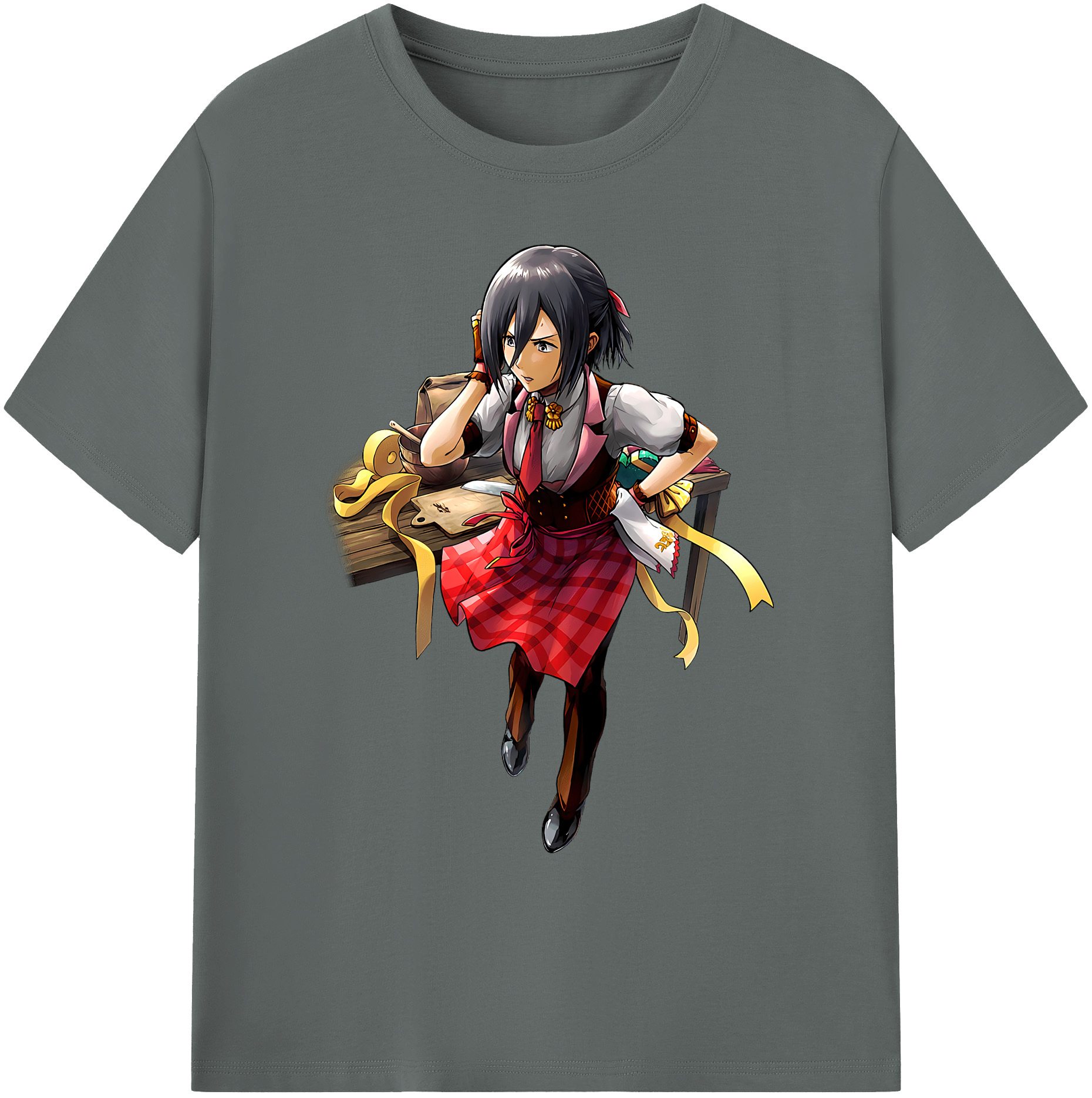 （画像用） 進撃の巨人 ミカサ·アッカーマン Attack on Titan Mikasa Ackerman 綿100％ メンズ半袖Tシャツ｜肌触りやわらか＆通気性